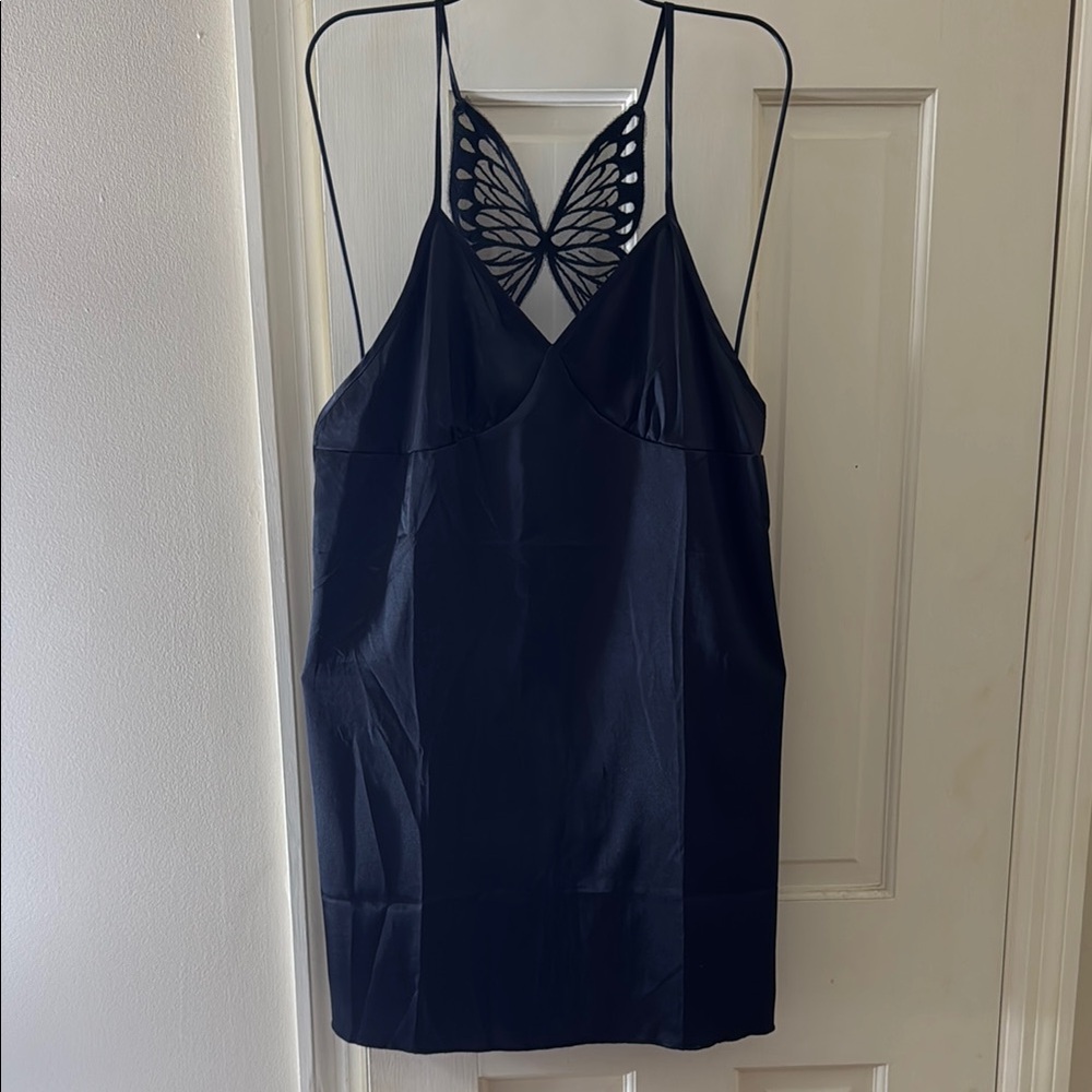 Elegant Black Chemise with Butterfly Back